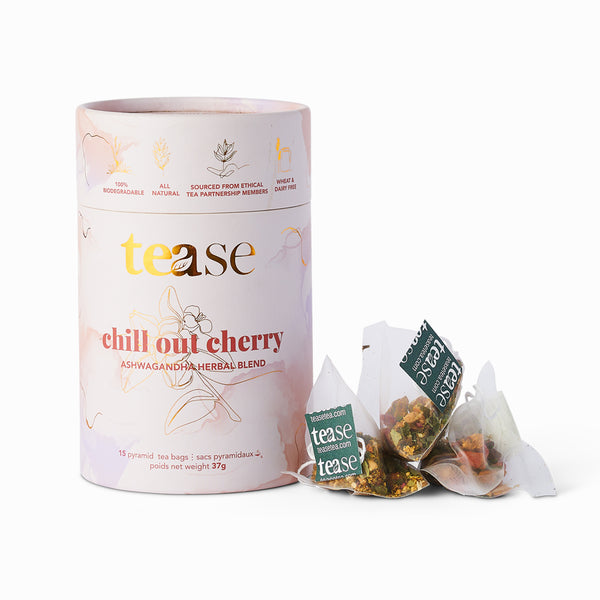 Tease Wellness - Chill Out Cherry, Tea Blend Compostable Pyramid Tea Bag