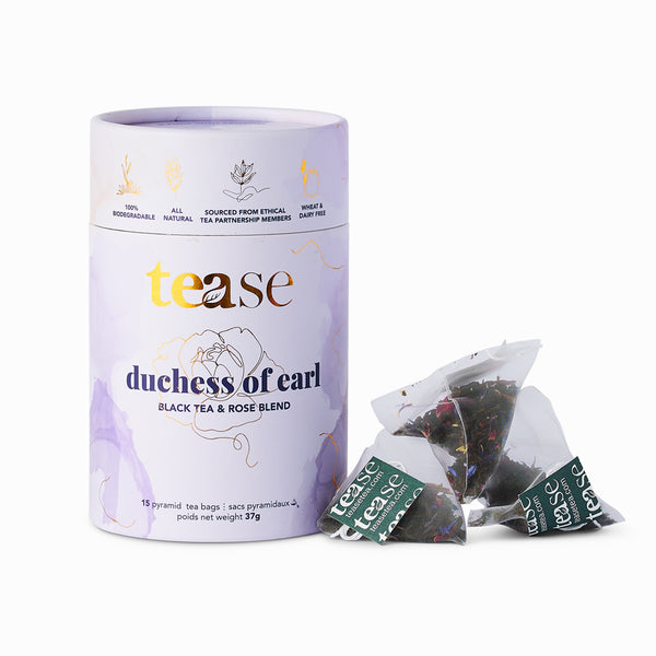 Tease Wellness - Duchess of Earl Tea Blend, Compostable Pyramid Tea Bags